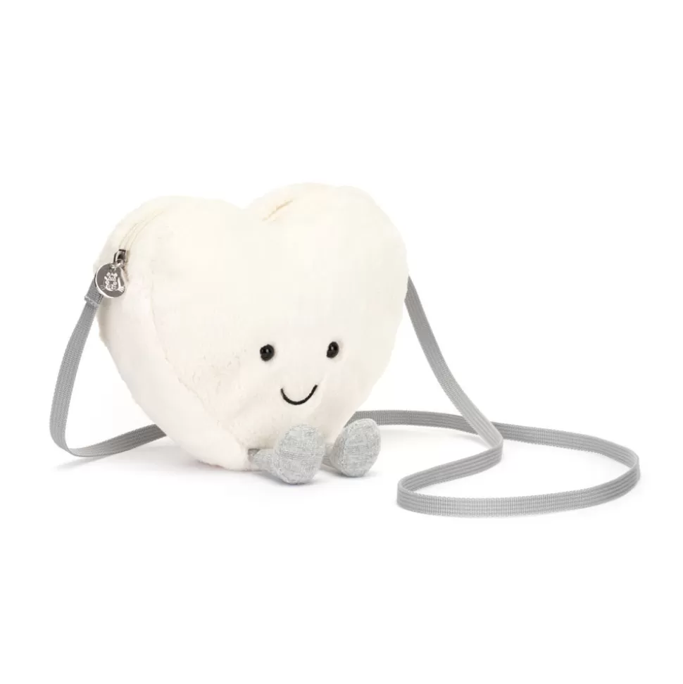 JELLYCAT Pochette Cœur Doux - Accessoire Tendance en Crème avec Détails Brodés