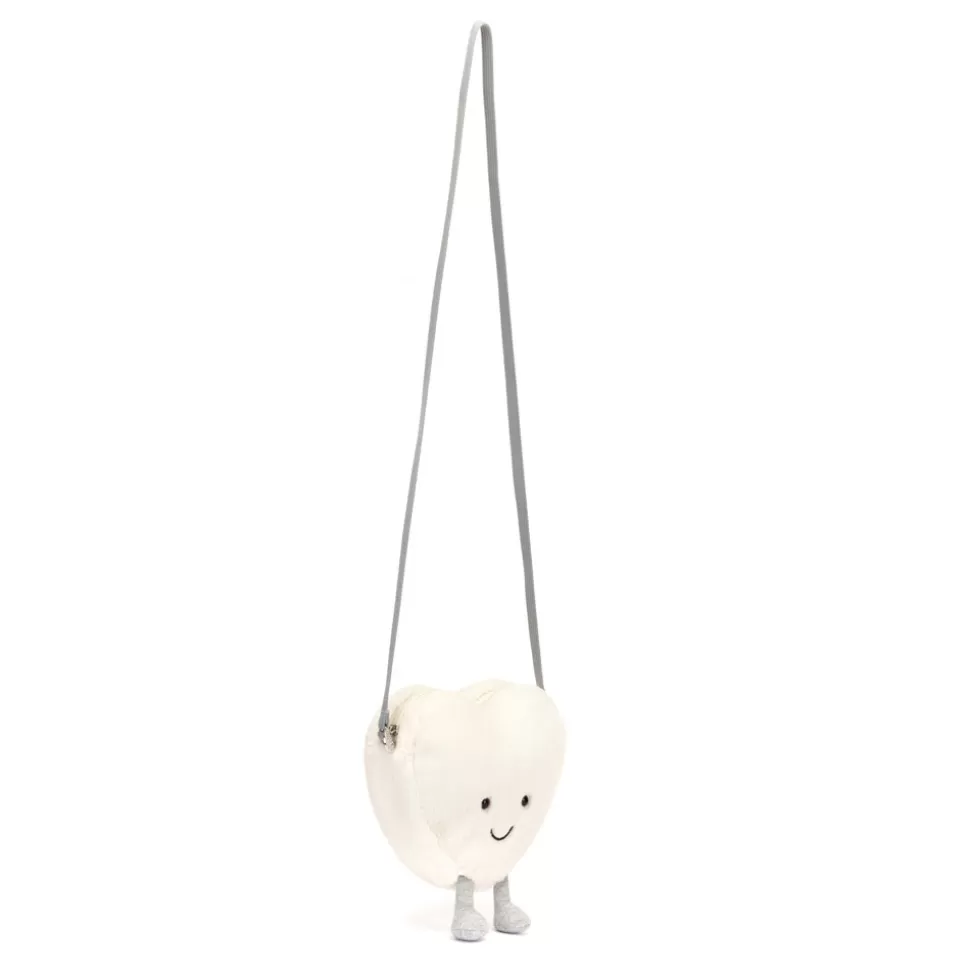 JELLYCAT Pochette Cœur Doux - Accessoire Tendance en Crème avec Détails Brodés