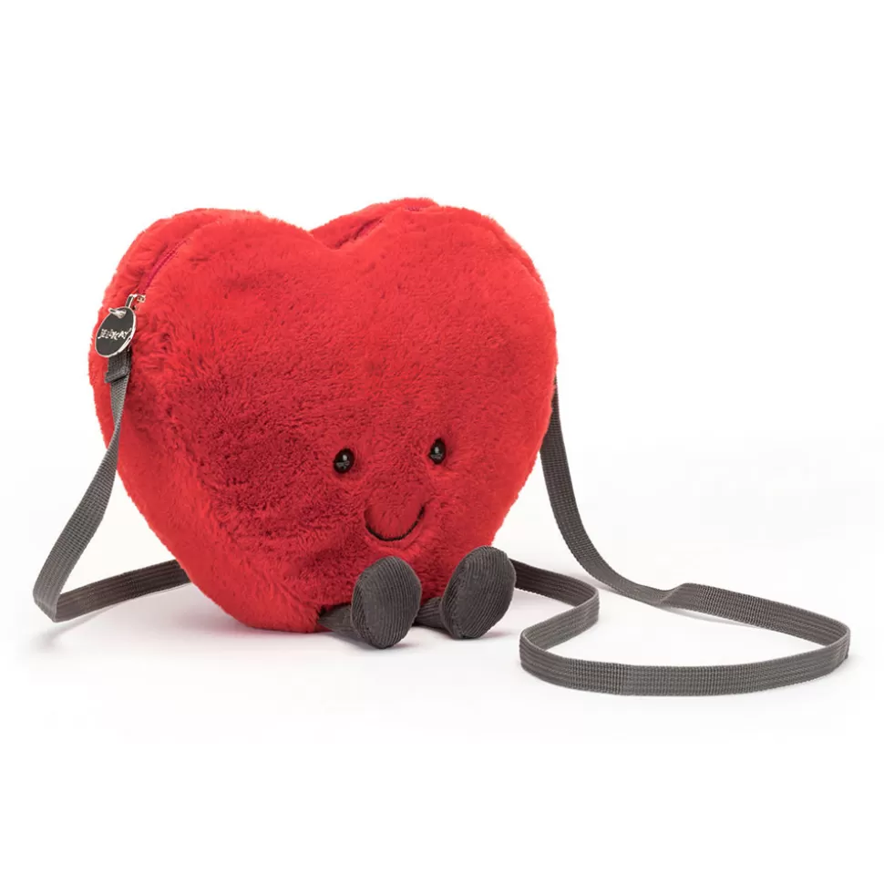 Jellycat Sac Cœur Doux - Pochette Peluche Amusante pour Égayer vos Tenues