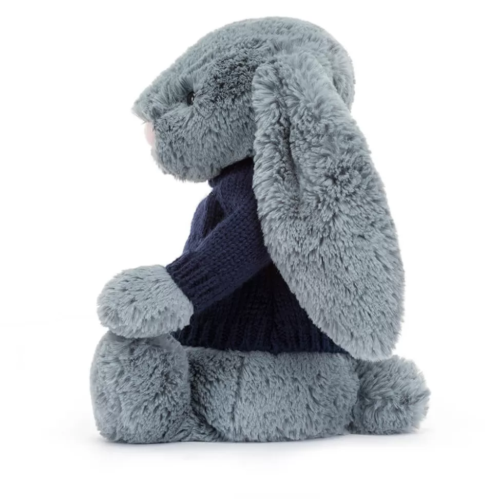 Lapin en peluche Jellycat Bleu Nuage - Doudou personnalisable avec sweat marin brodé