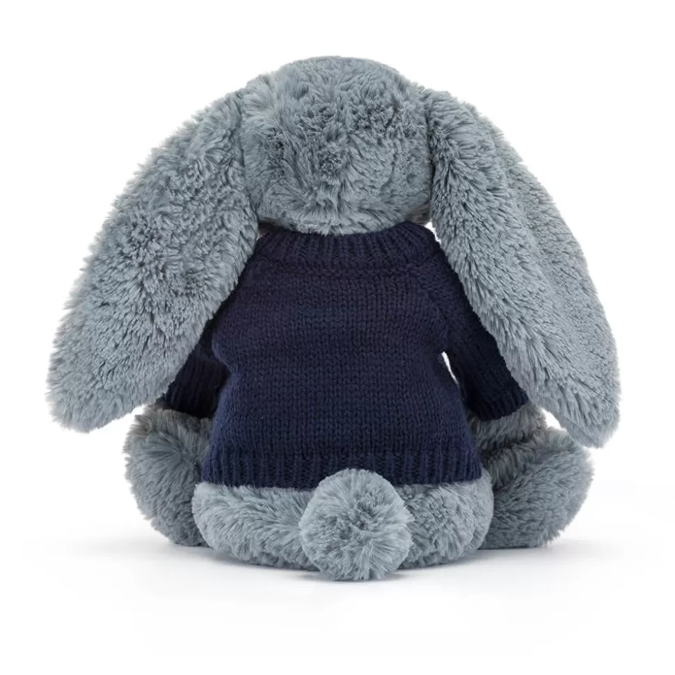 Lapin en peluche Jellycat Bleu Nuage - Doudou personnalisable avec sweat marin brodé