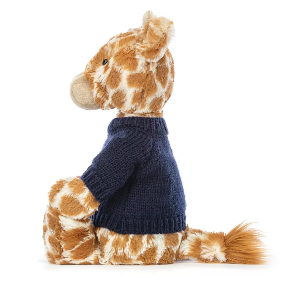 Girafe Émouvante Jellycat - Doudou Personnalisable avec Pull Marin Brodé au Prénom