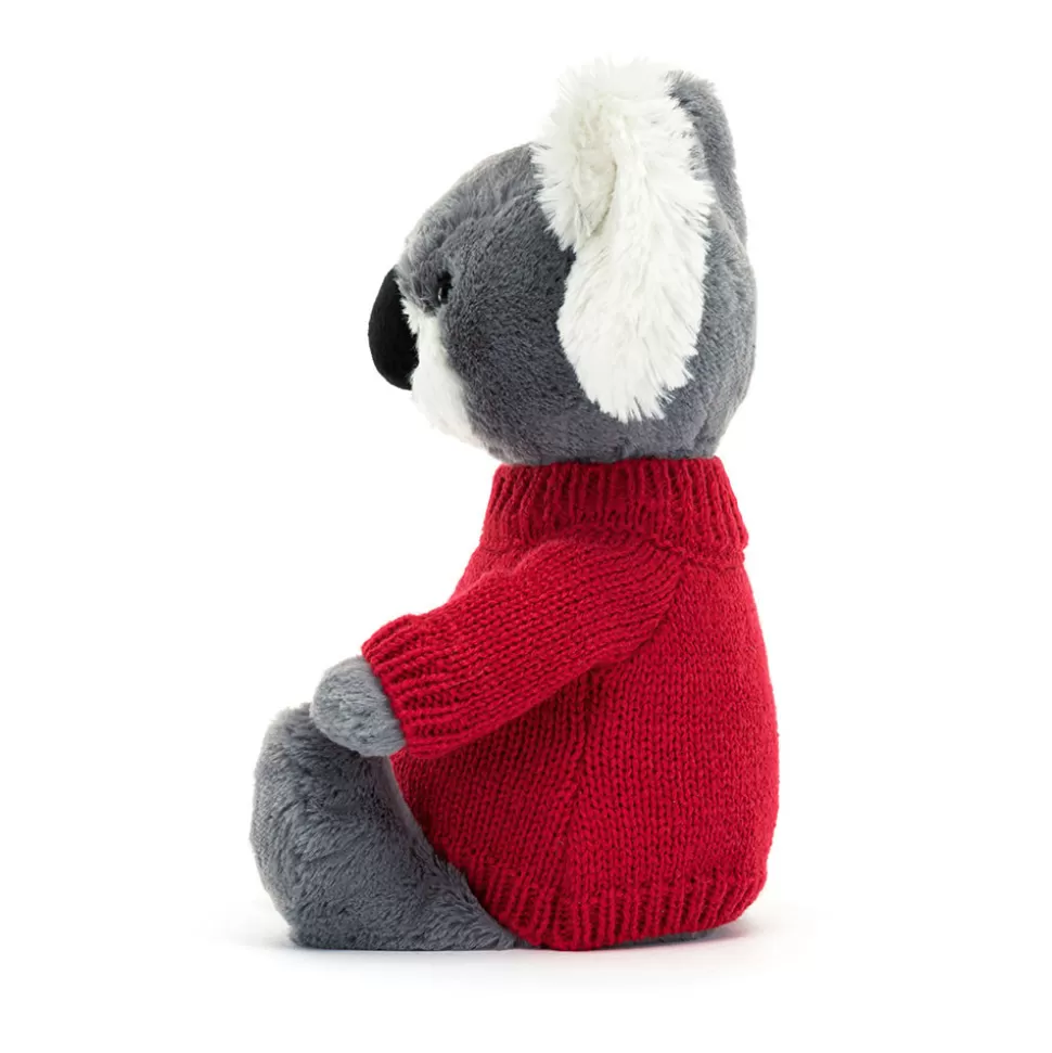 Koala Timide Jellycat en peluche ultra-doux - Doudou personnalisable avec son pull rouge artisanal
