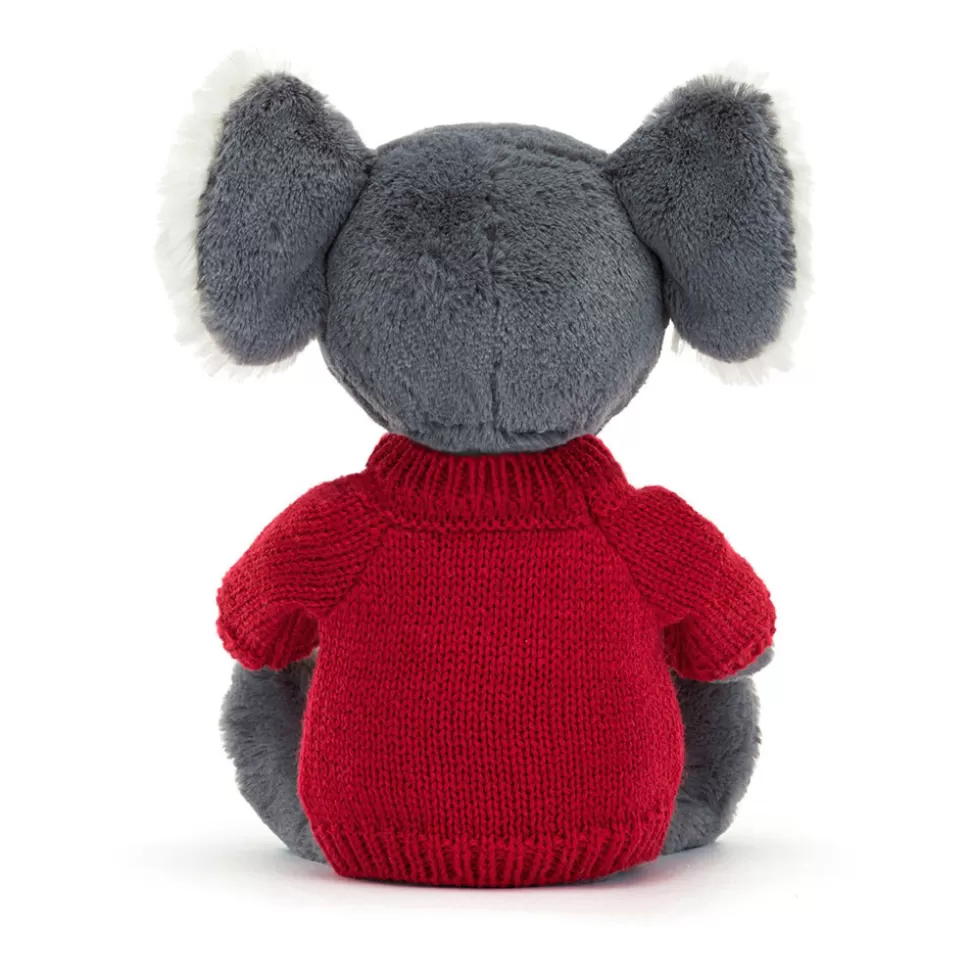 Koala Timide Jellycat en peluche ultra-doux - Doudou personnalisable avec son pull rouge artisanal