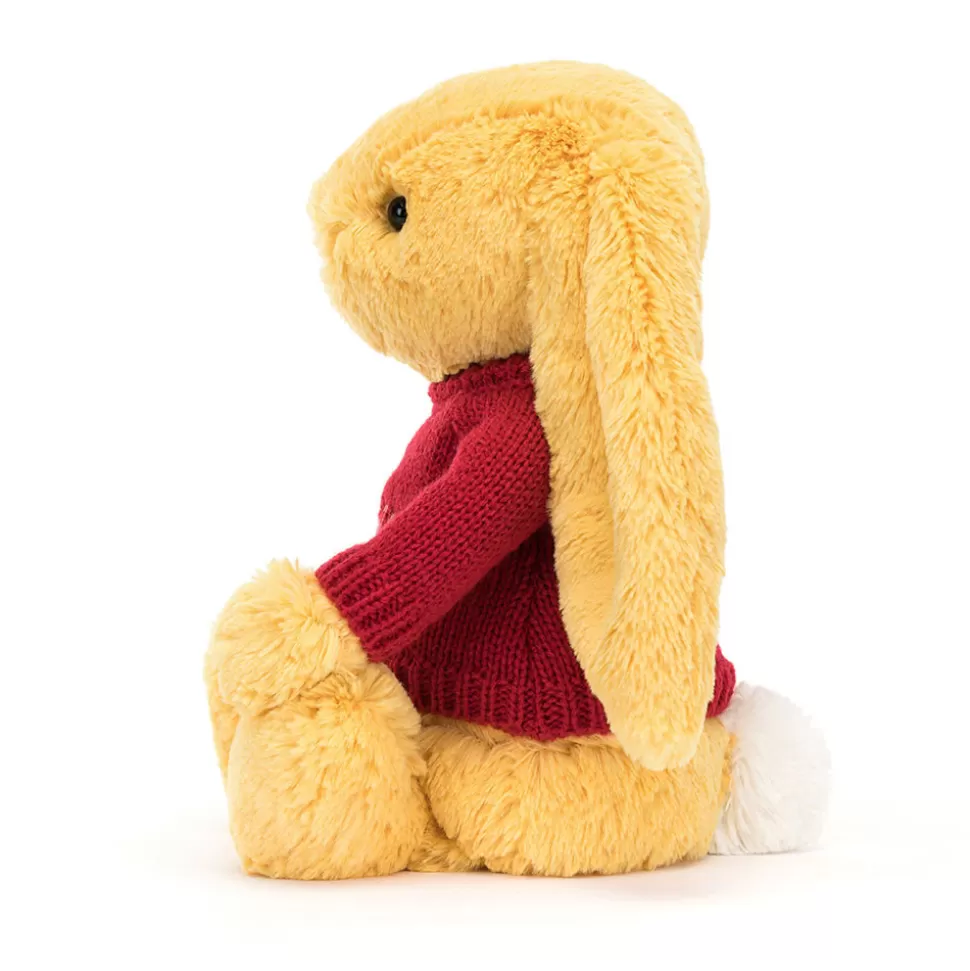Lapin Doudou Soleil Jellycat - Sweat Rouge Personnalisé pour Enfant (Peluche Ultra-Douce)