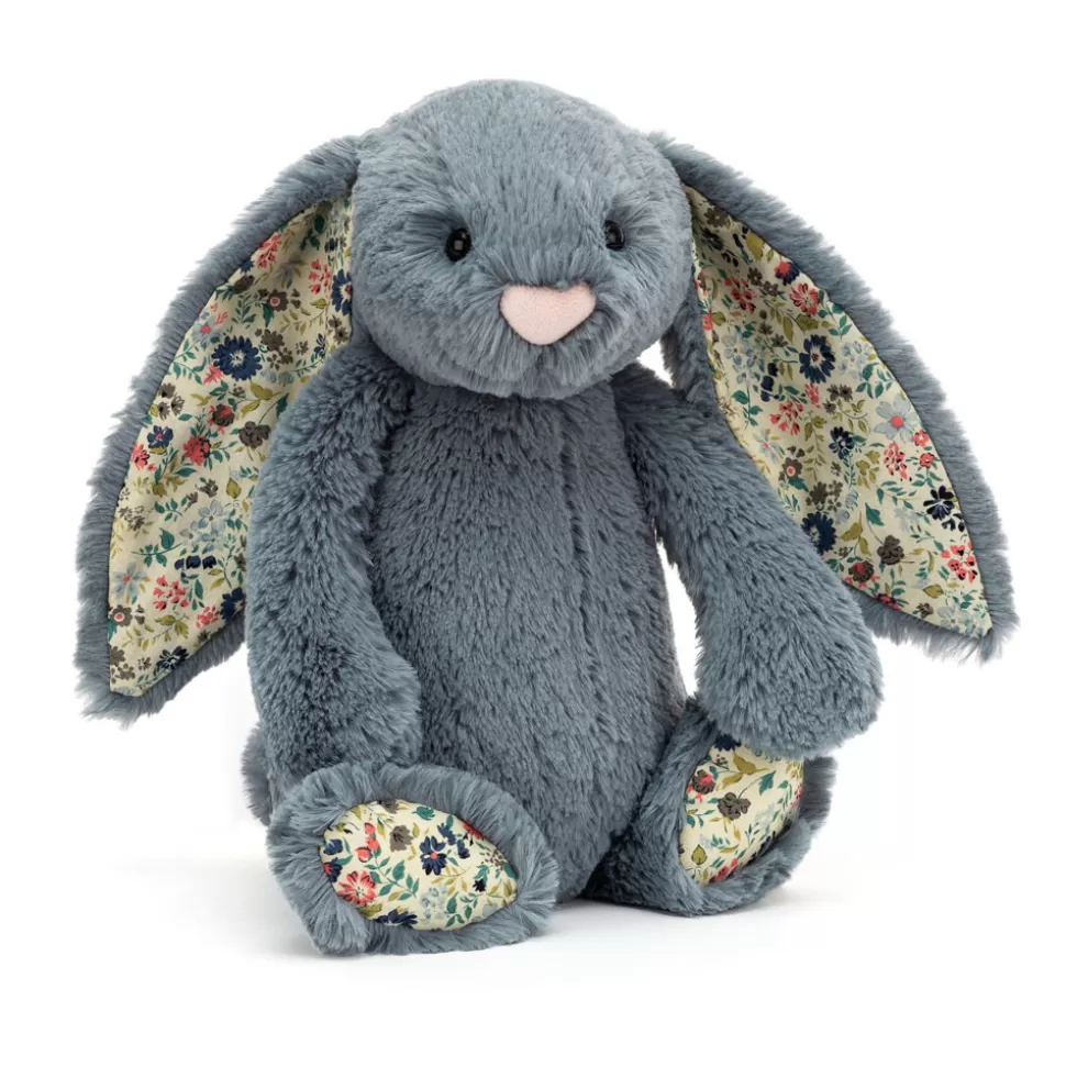 Jellycat Lapin Doux Bleu Ciel Velouté - Collection Printanière Florale