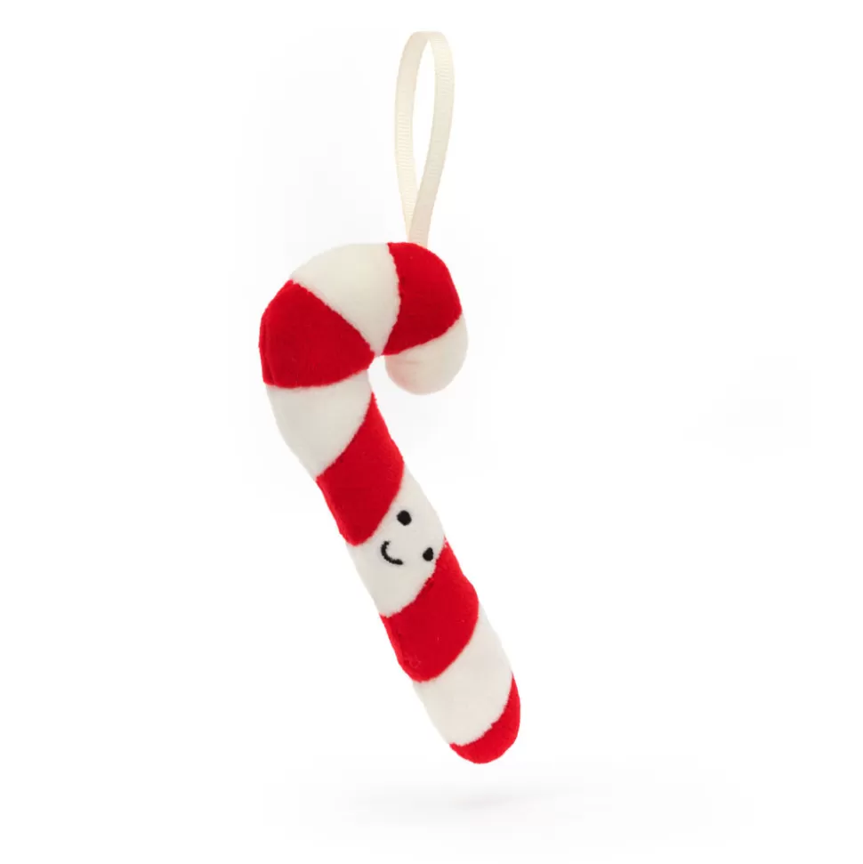 Doudou Festif Jellycat - Canne en Sucre d’Orge Brillante avec Accessoire de Féerie Noël