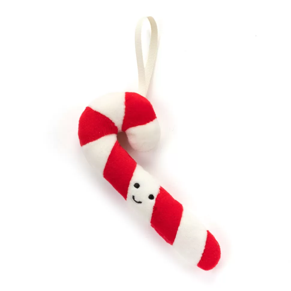 Doudou Festif Jellycat - Canne en Sucre d’Orge Brillante avec Accessoire de Féerie Noël