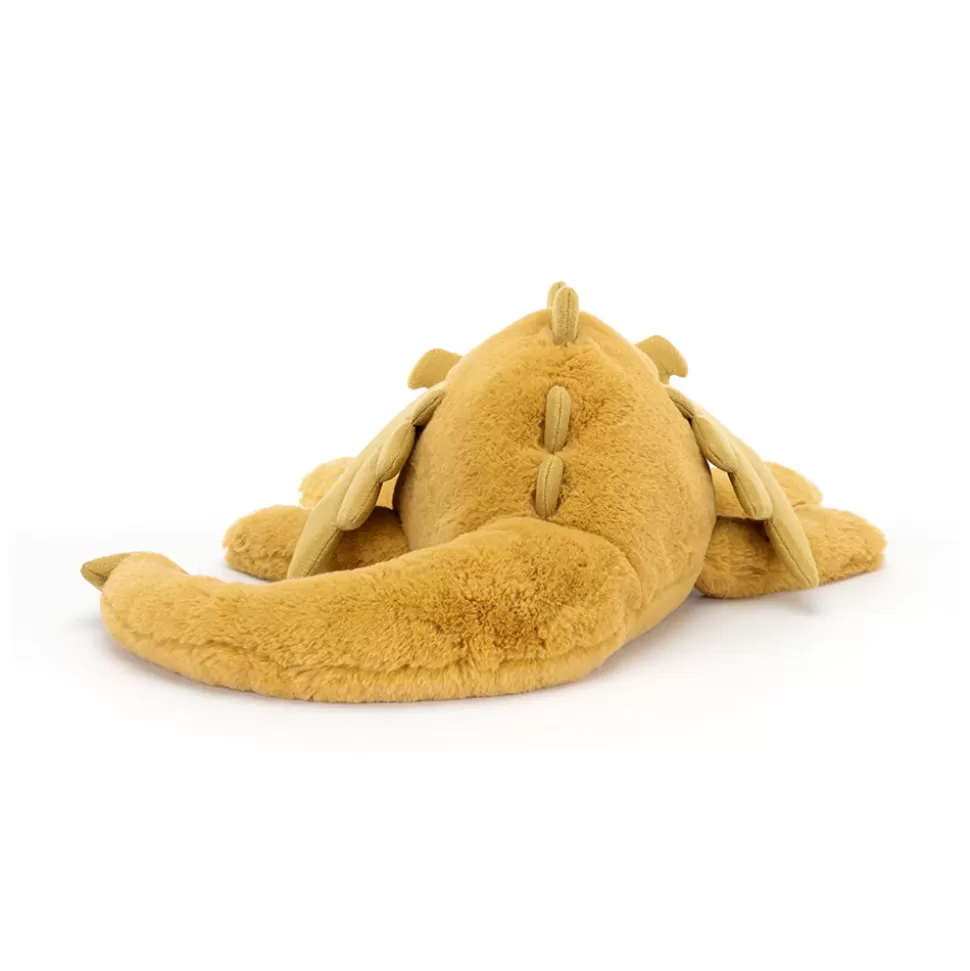Doudou Dragon Doré Étincelant Jellycat – Peluche Sensorielle Luxe pour Collectionneurs