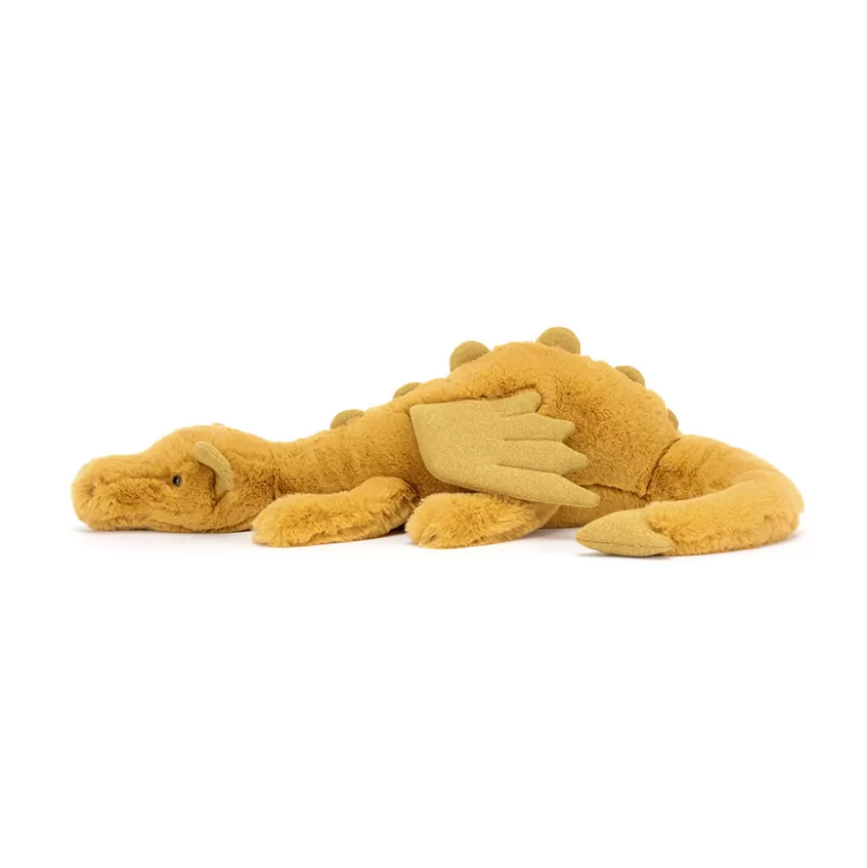 Doudou Dragon Doré Étincelant Jellycat – Peluche Sensorielle Luxe pour Collectionneurs