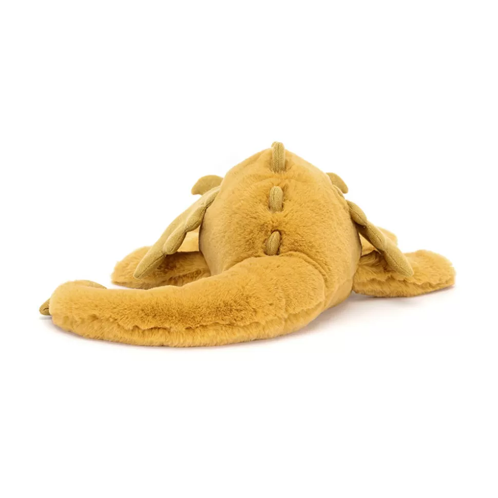 Doudou Dragon Doré Étincelant Jellycat – Peluche Sensorielle Luxe pour Collectionneurs