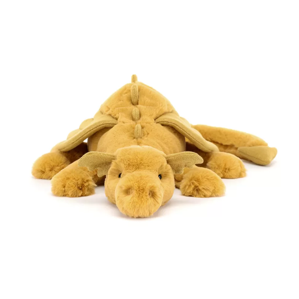 Doudou Dragon Doré Étincelant Jellycat – Peluche Sensorielle Luxe pour Collectionneurs