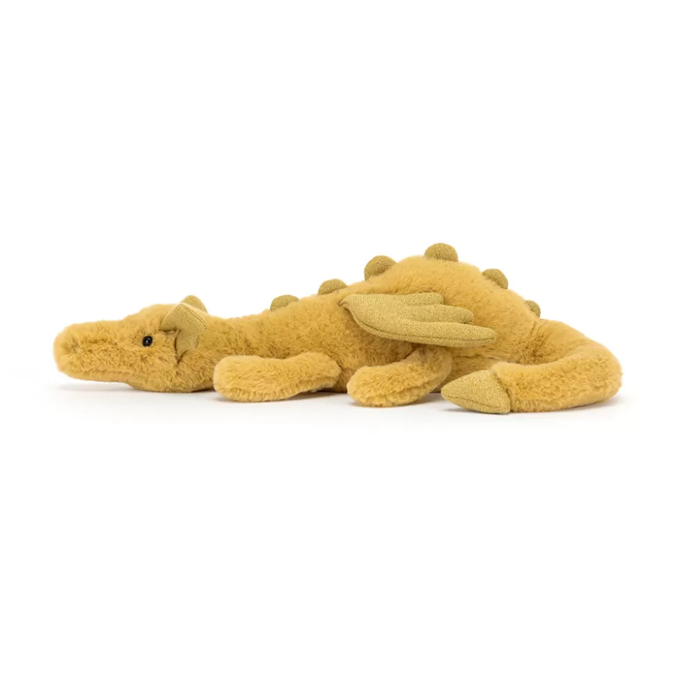 Doudou Dragon Doré Étincelant Jellycat – Peluche Sensorielle Luxe pour Collectionneurs