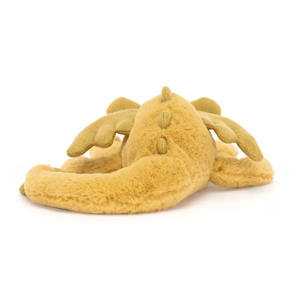 Doudou Dragon Doré Étincelant Jellycat – Peluche Sensorielle Luxe pour Collectionneurs