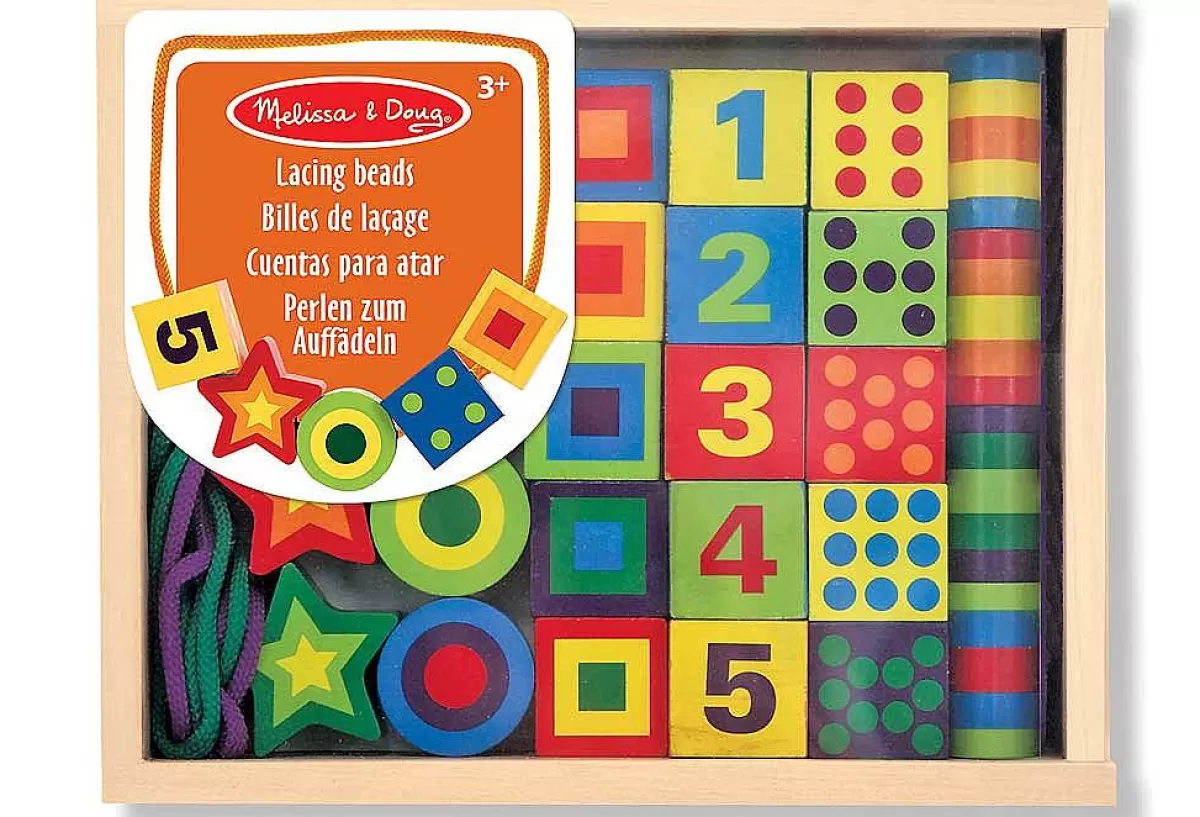 Perles Créatives en Bois Géantes Melissa & Doug - Soldes Exceptionnelles sur les Articles de Loisirs Éducatifs