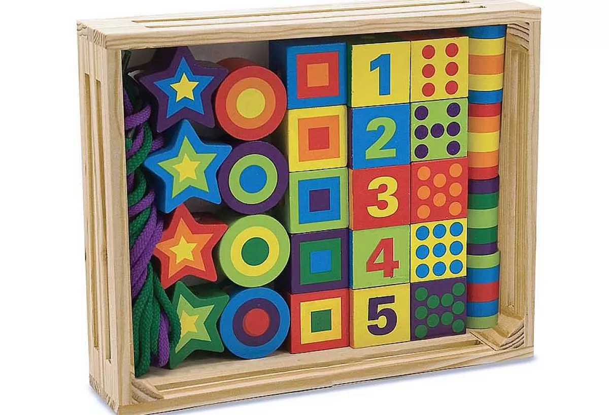 Perles Créatives en Bois Géantes Melissa & Doug - Soldes Exceptionnelles sur les Articles de Loisirs Éducatifs