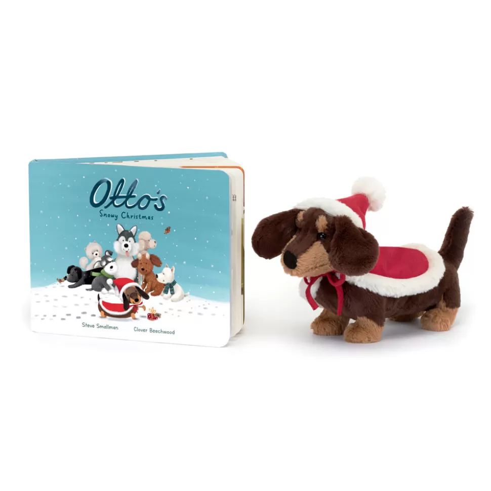 Découvrez Otto le Teckel de Jellycat : Livre de Noël Enneigé et Doudou Réconfortant pour l'Hiver