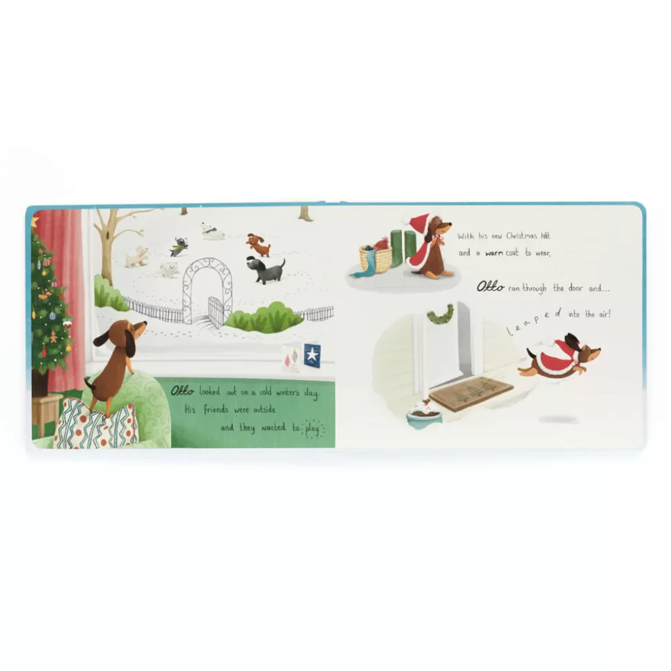 Découvrez Otto le Teckel de Jellycat : Livre de Noël Enneigé et Doudou Réconfortant pour l'Hiver